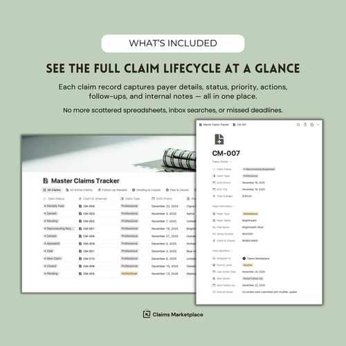 Master Claims Tracker Notion Template