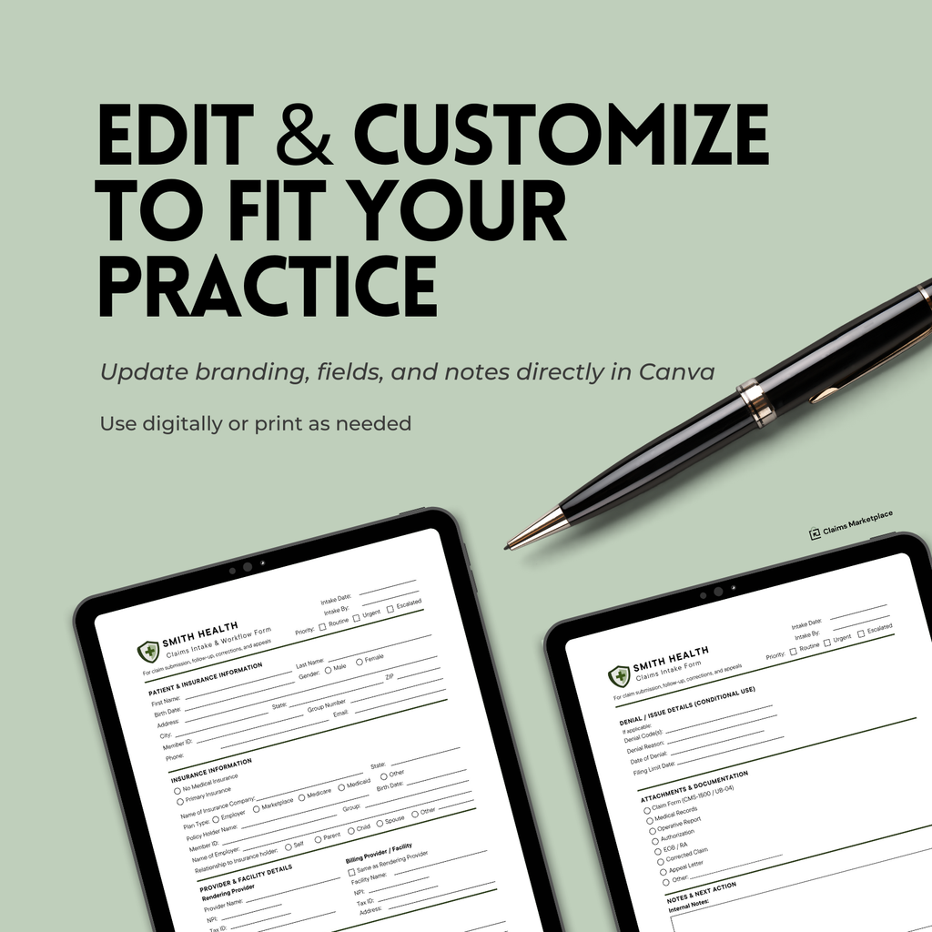Claims Intake & Workflow Form Canva Template