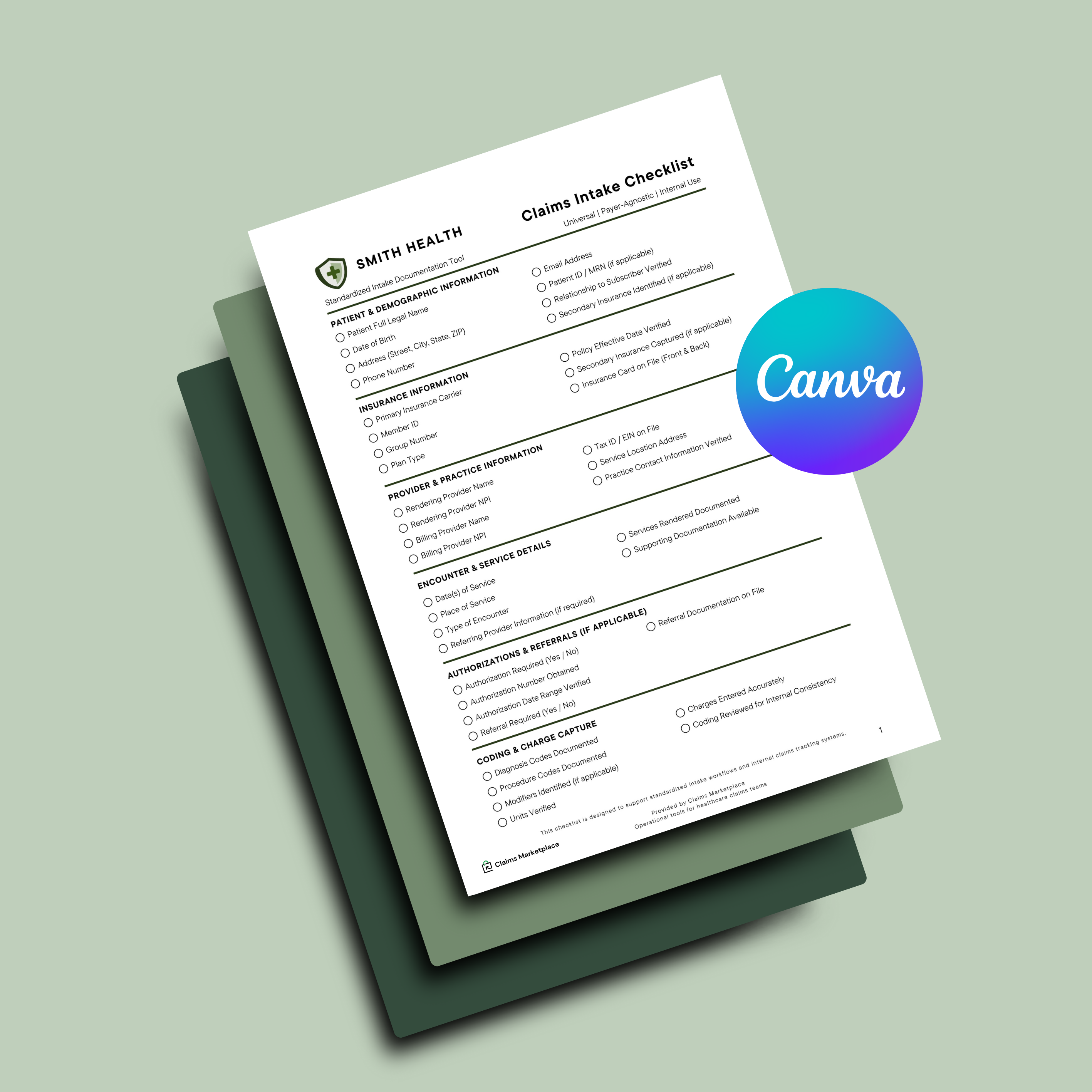 Claims Intake Checklist - Canva Template (FREE)